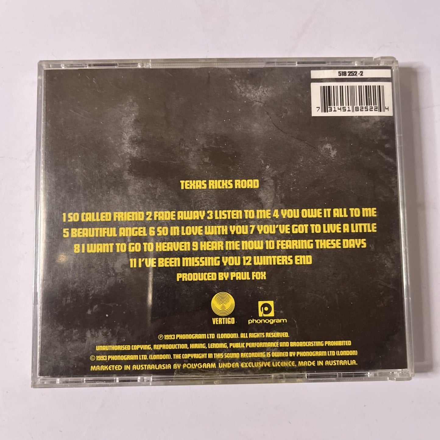Texas – Ricks Road (CD, 1993) Australasia 518 252-2