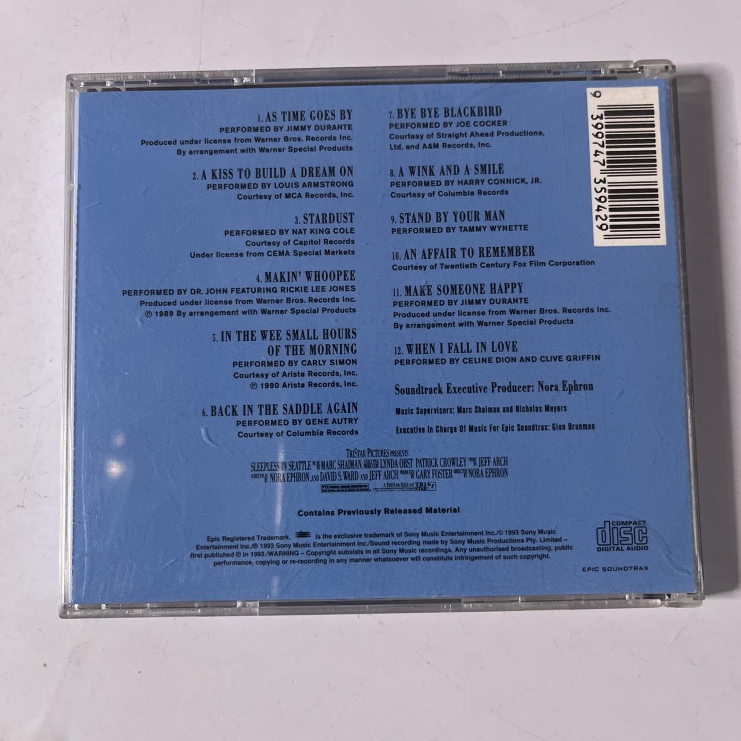 Sleepless In Seattle (Original Motion Picture Soundtrack) (CD, 1993) Australia 2