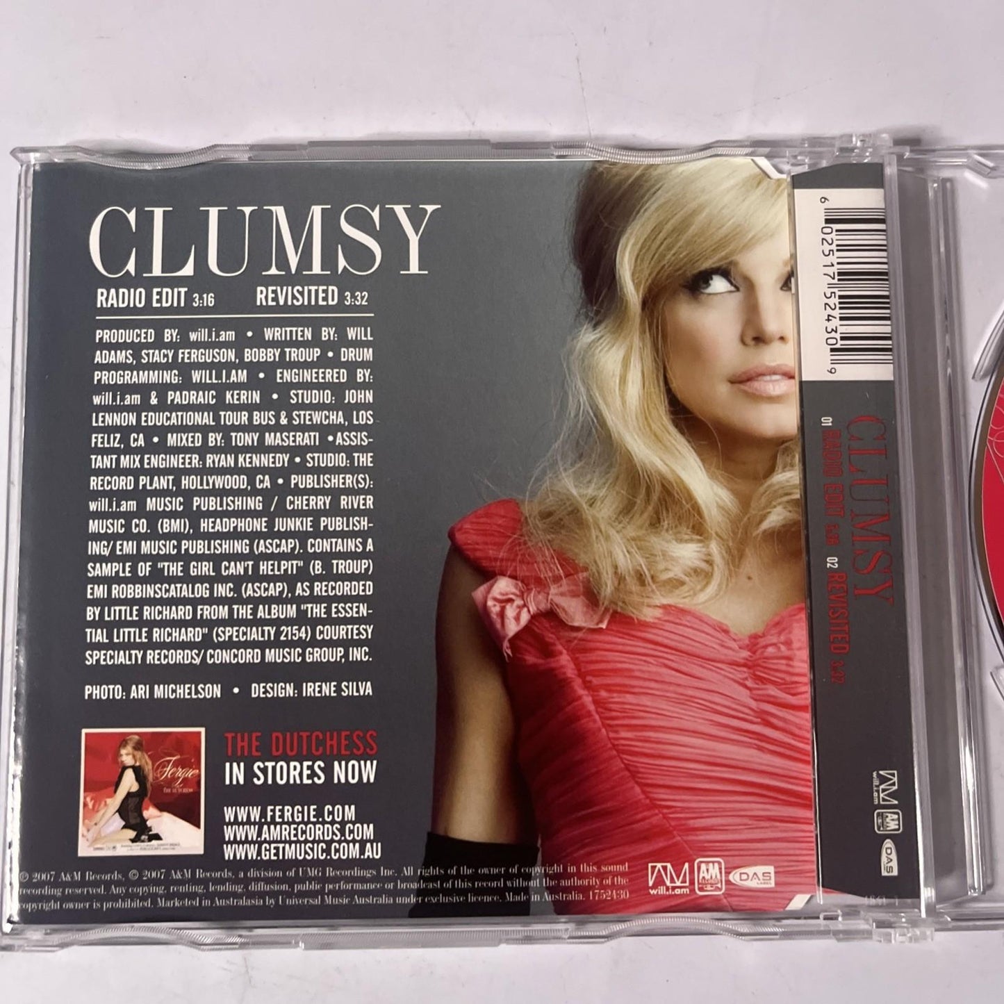 Fergie – Clumsy (CD, 2007) Australasia 1752430