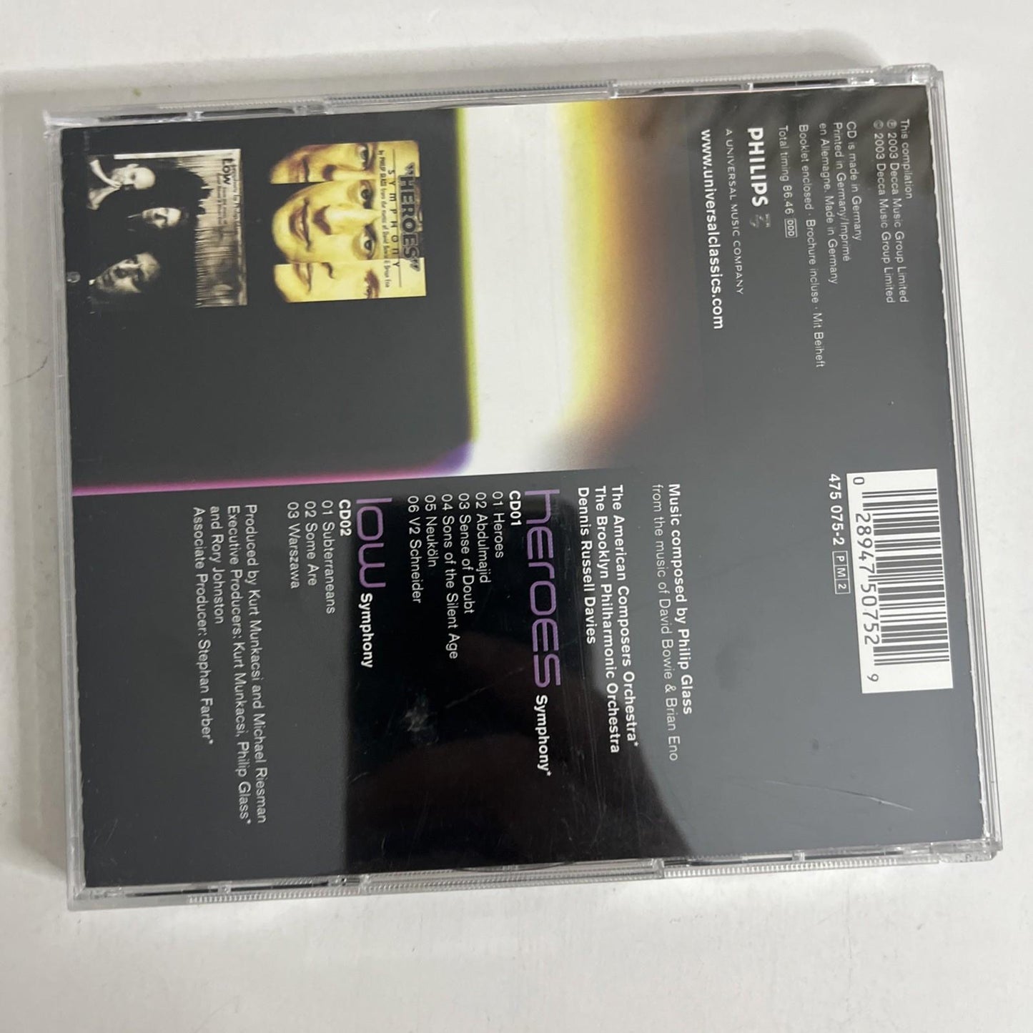 Glass, Bowie, Eno – Heroes • Low Symphonies (CD, 2003, 2-DIscs) Europe 475 075-2