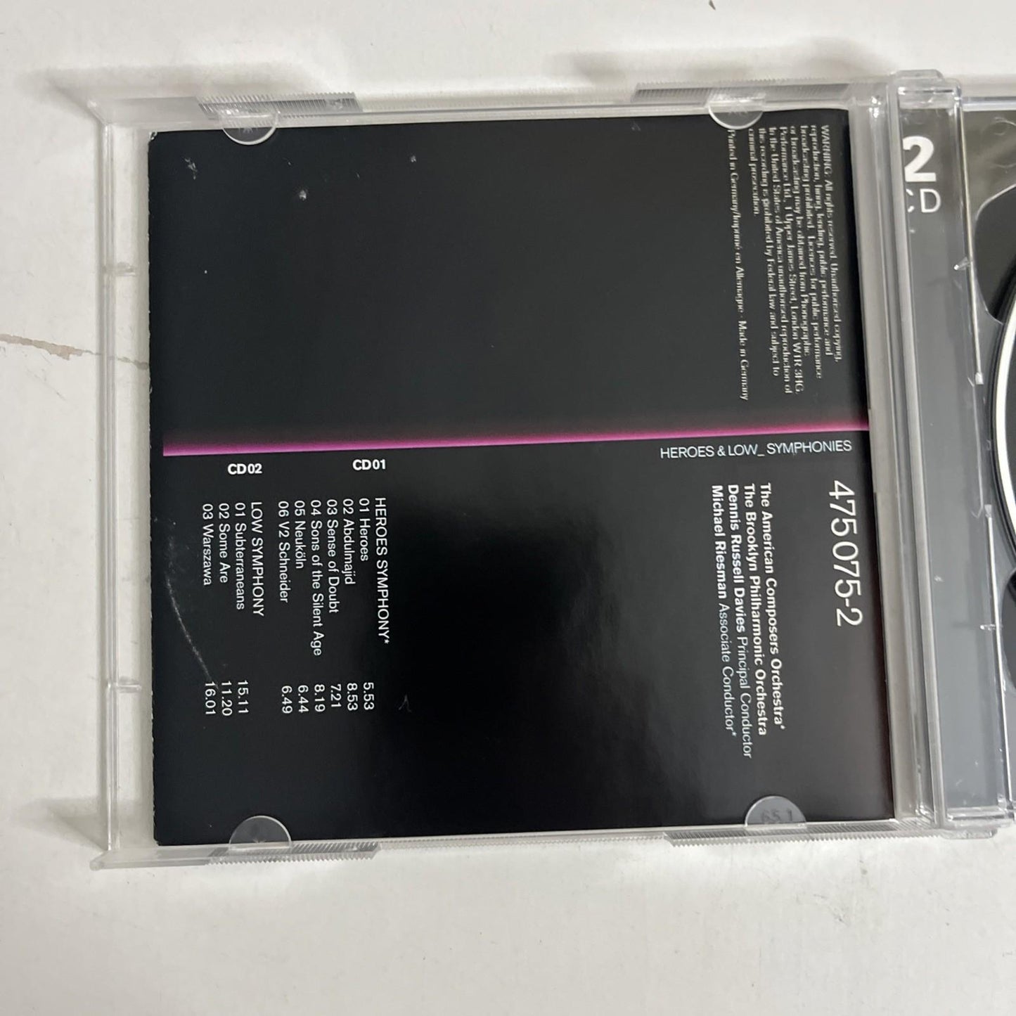 Glass, Bowie, Eno – Heroes • Low Symphonies (CD, 2003, 2-DIscs) Europe 475 075-2