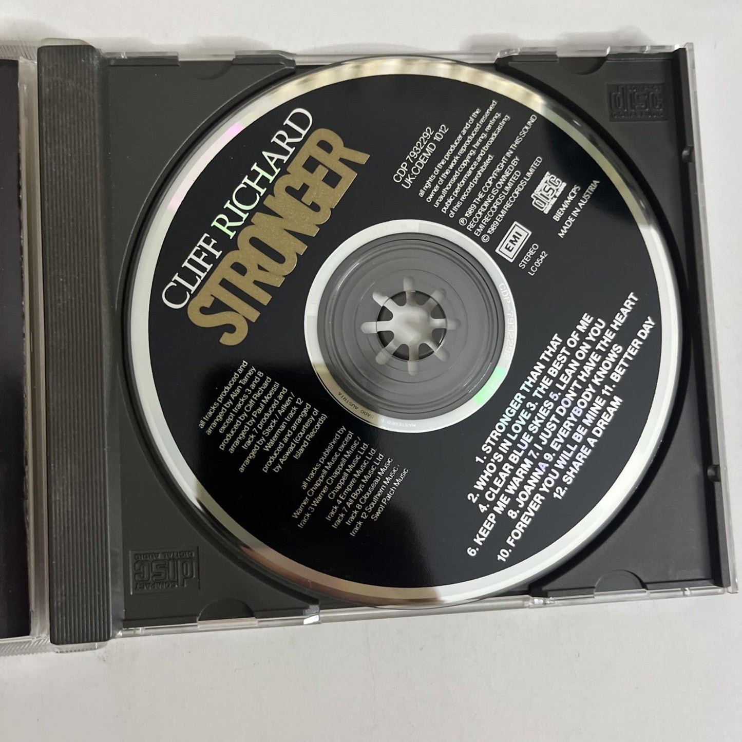 Cliff Richard – Stronger (CD, 1989) Europe CDP 7932292