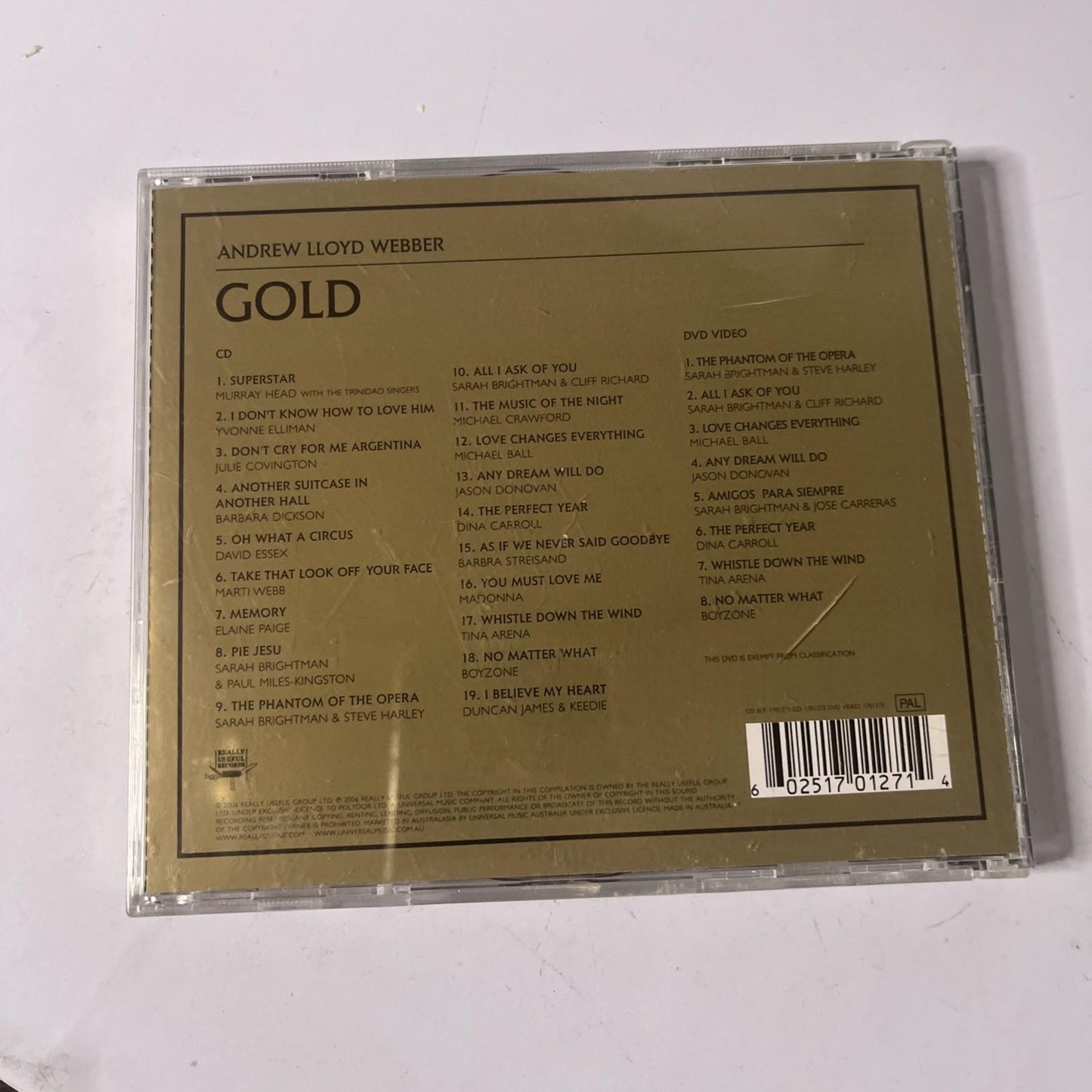 Andrew Lloyd Webber – Gold The Definitive Hit Singles Collection (CD, 2006)