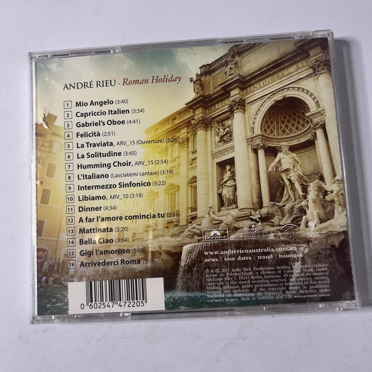 André Rieu, Johann Strauß Orchestra – Roman Holiday (CD, 2015) Australia 4747220