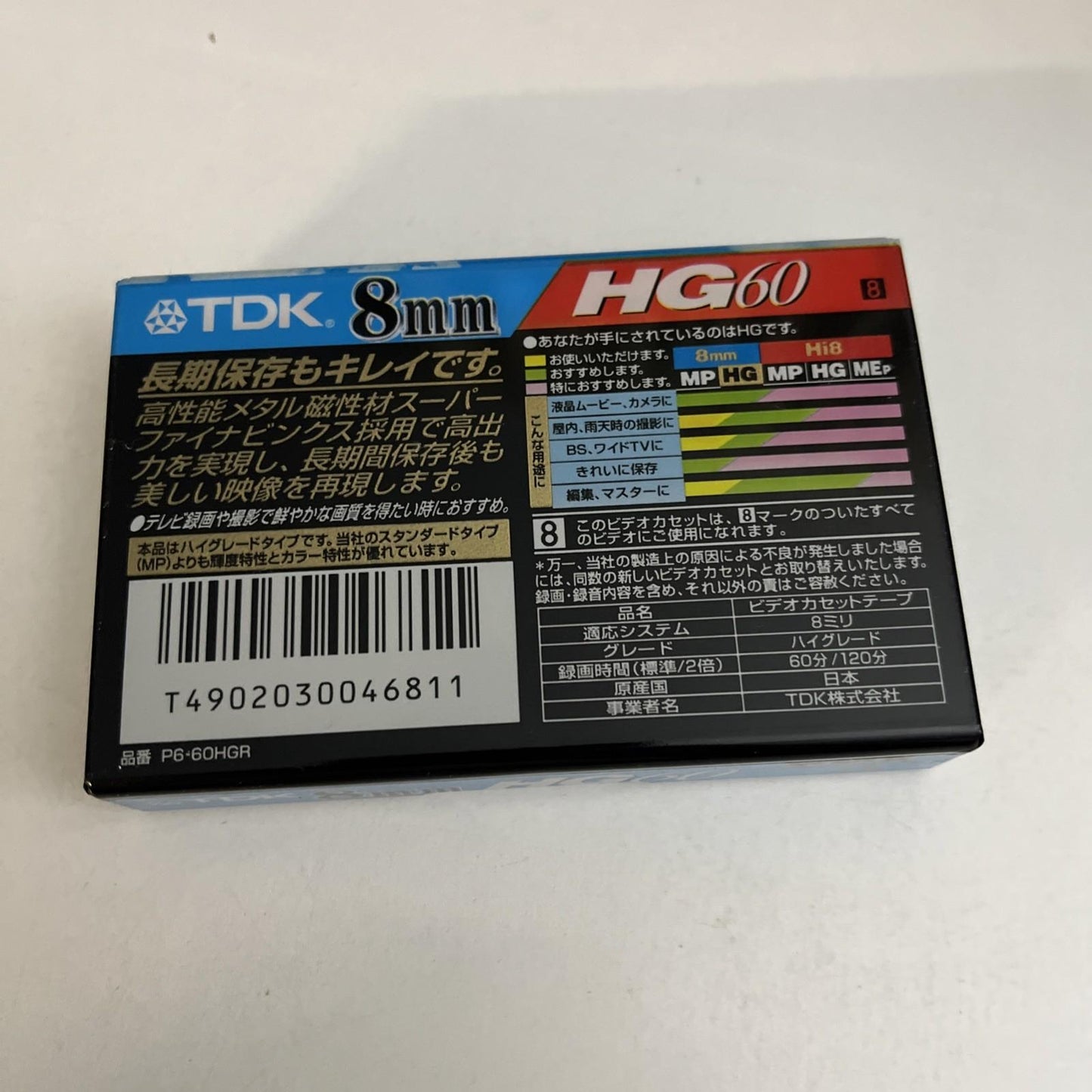 TDK 8mm Video Cassette 60min High Grade HG60 Made In Japan NEW