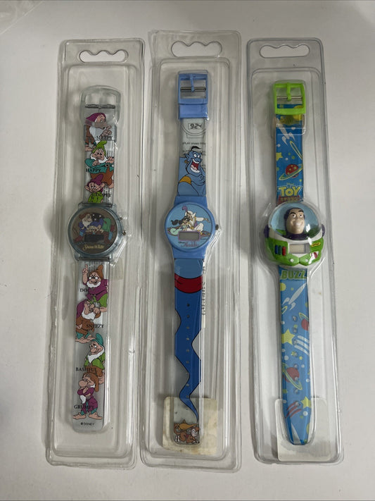 3x Disney Buzz Lightyear / Aladdin/  Snow White Kids Digital Wrist Watches  NEW