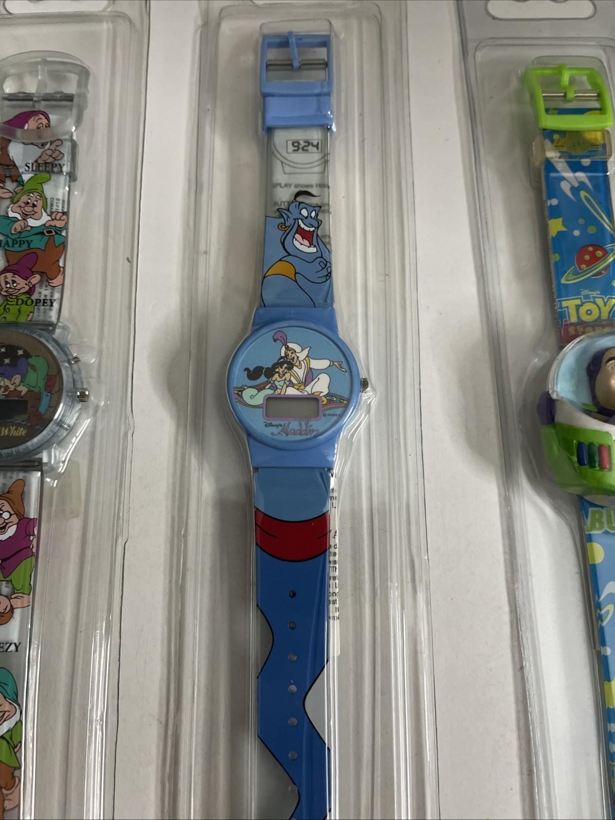 3x Disney Buzz Lightyear / Aladdin/  Snow White Kids Digital Wrist Watches  NEW