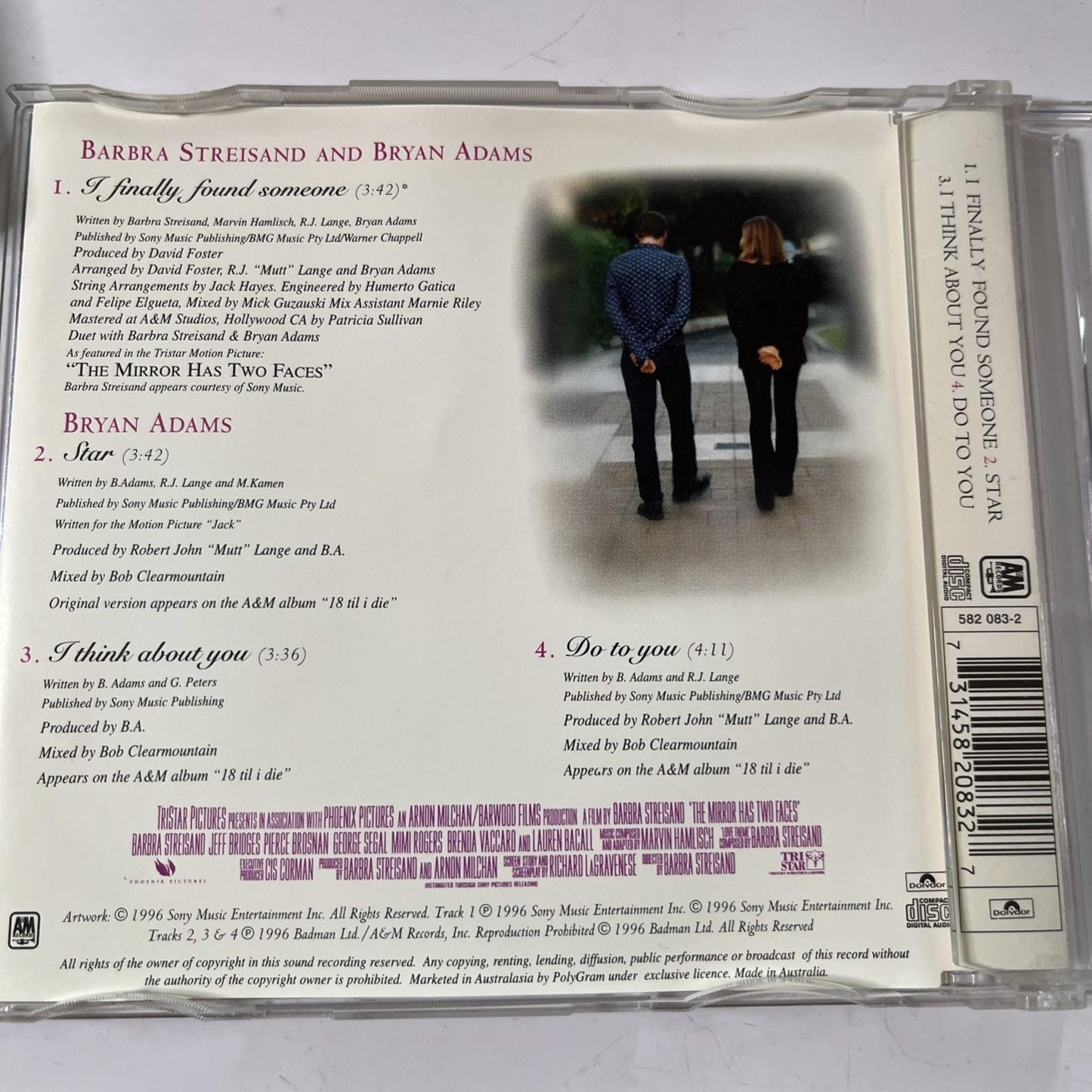 Barbra Streisand, Bryan Adams – I Finally Found Someone (CD, 1996) Single