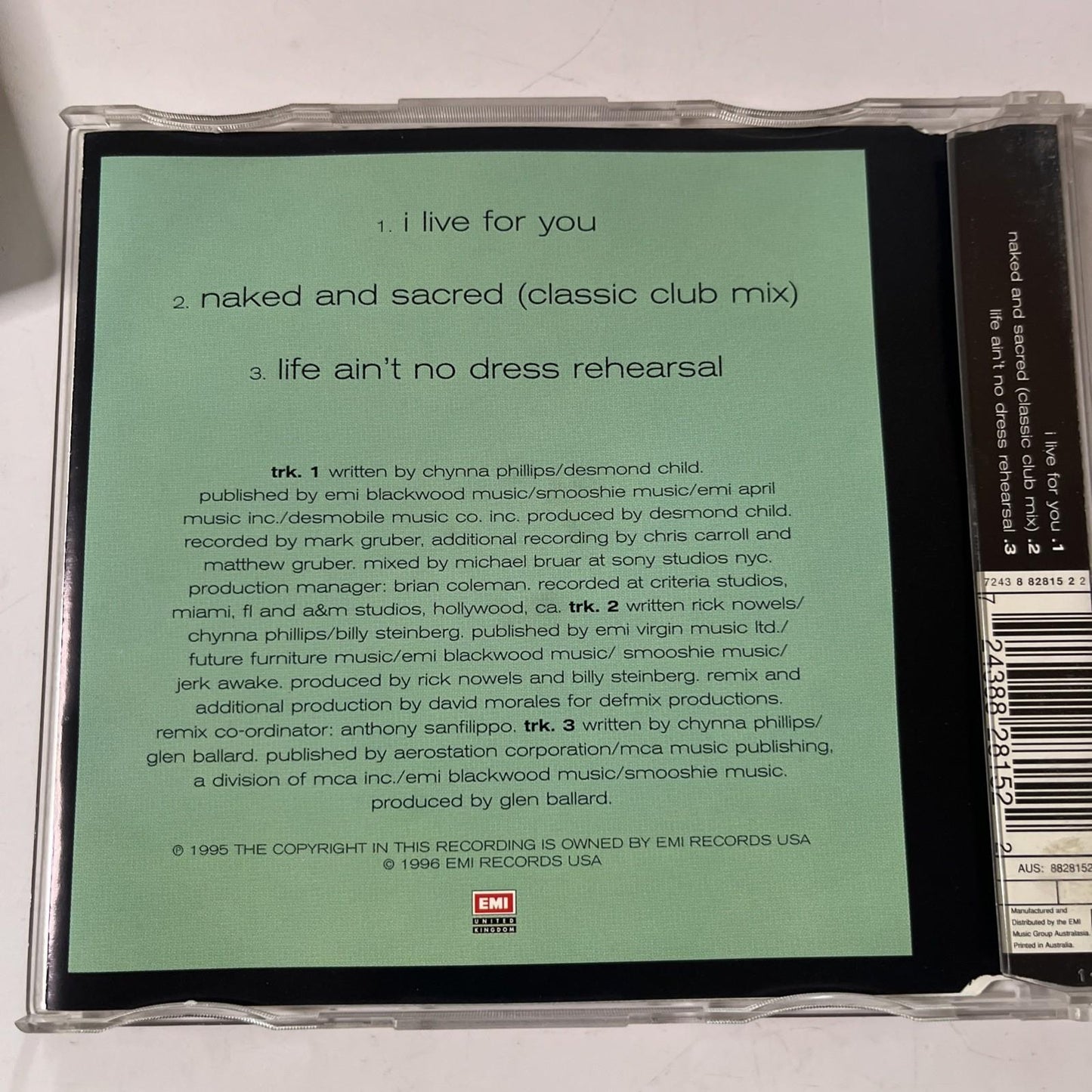 Chynna Phillips – I Live For You (CD, 1996) Single