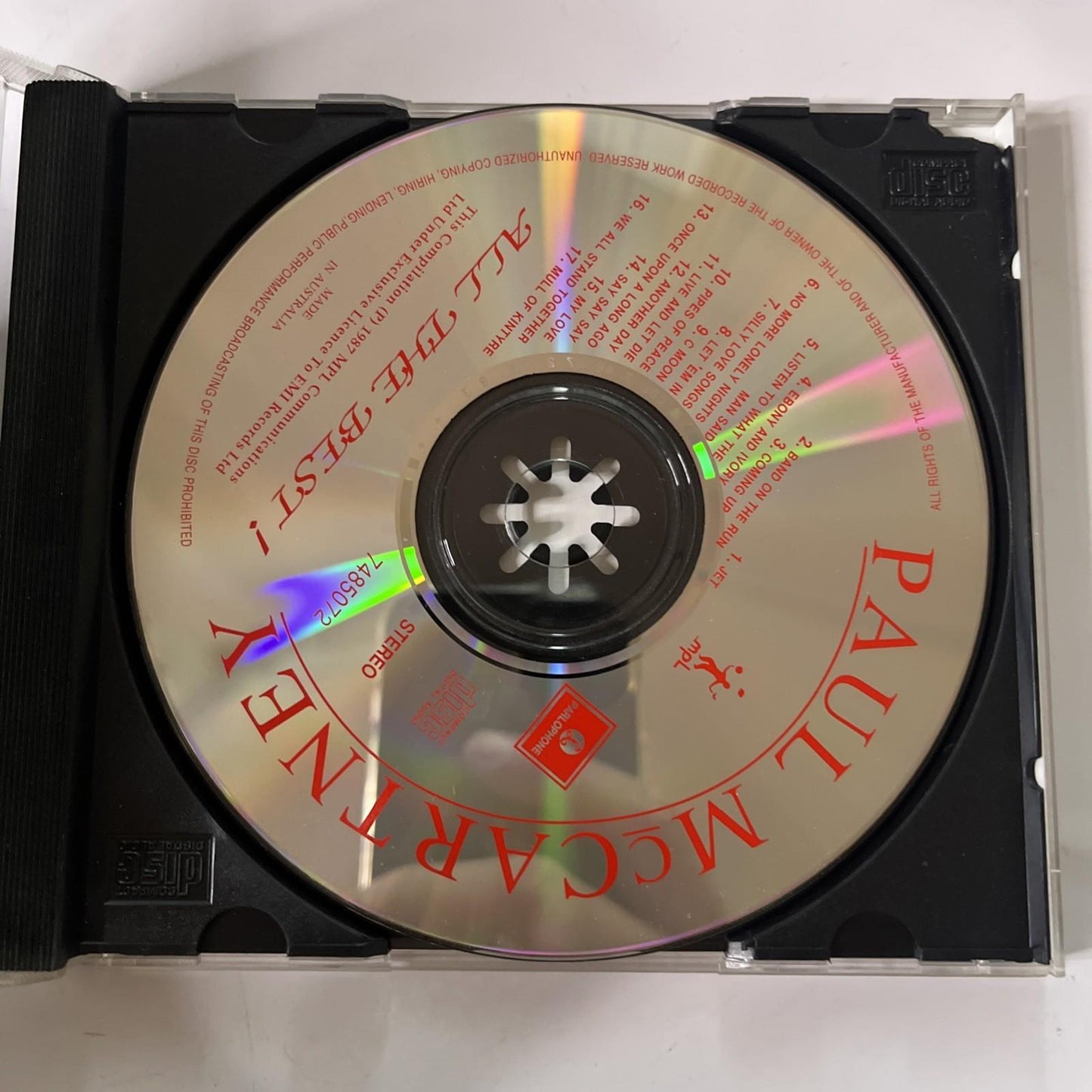 Paul McCartney – All The Best! (CD, 1987) Australasia 7 48507 2