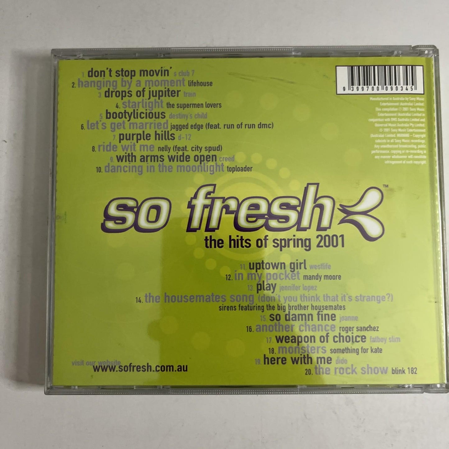 So Fresh: The Hits Of Spring 2001 (CD, 2001) Australia 5041032000