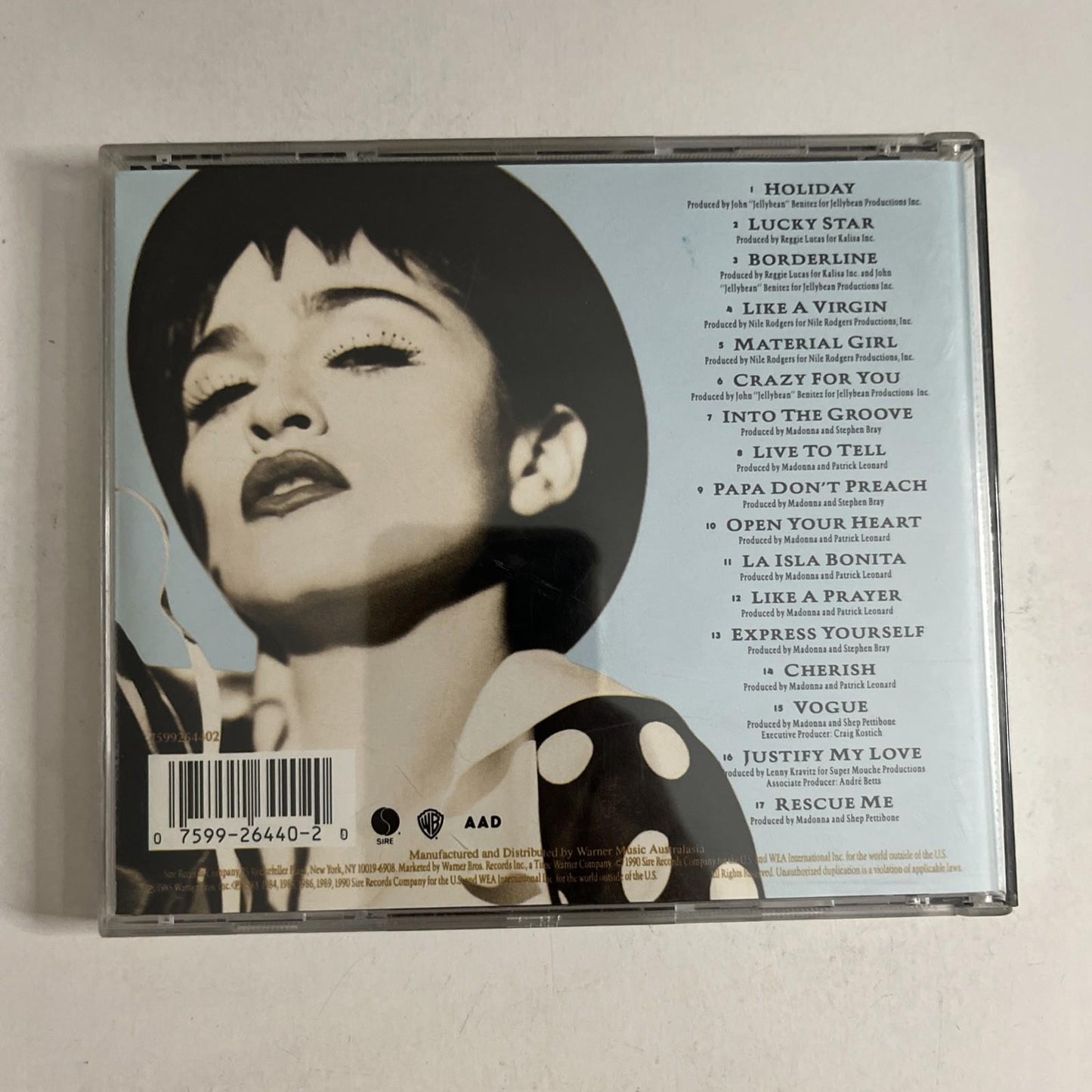 Madonna – The Immaculate Collection (CD, 1992) Australasia 7599264402