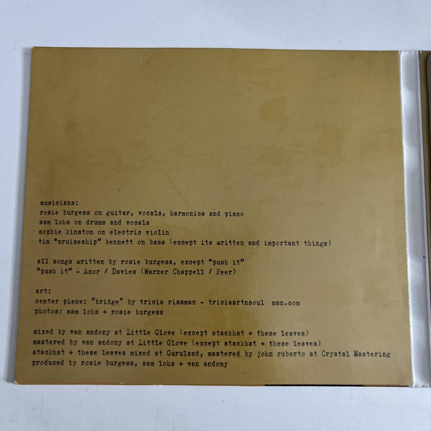 Rosie Burgess Band – {leap} (CD, 2010) Australia Digipak PSCD018