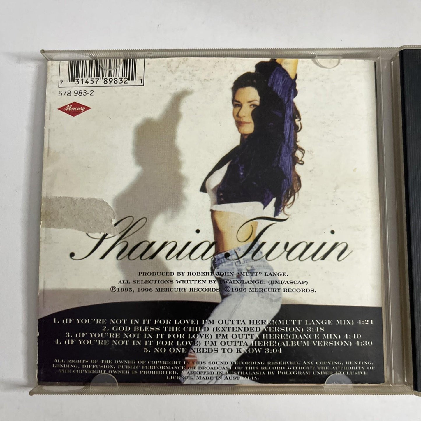 Shania Twain – (If You're Not In It For Love) I'm Outta Here!  (CD, 1996)