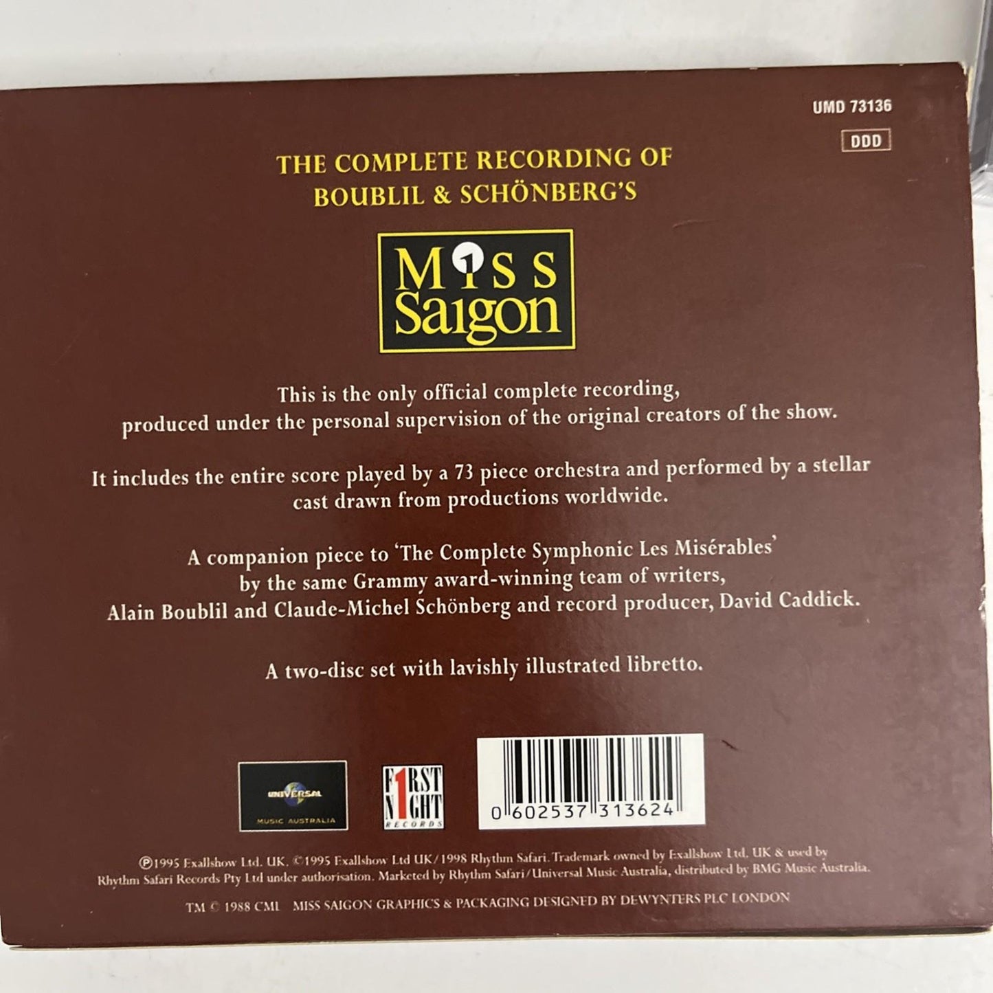 The Complete Recording Of Boubilil & Schönberg's Miss Saigon (CD, 2-Disc)