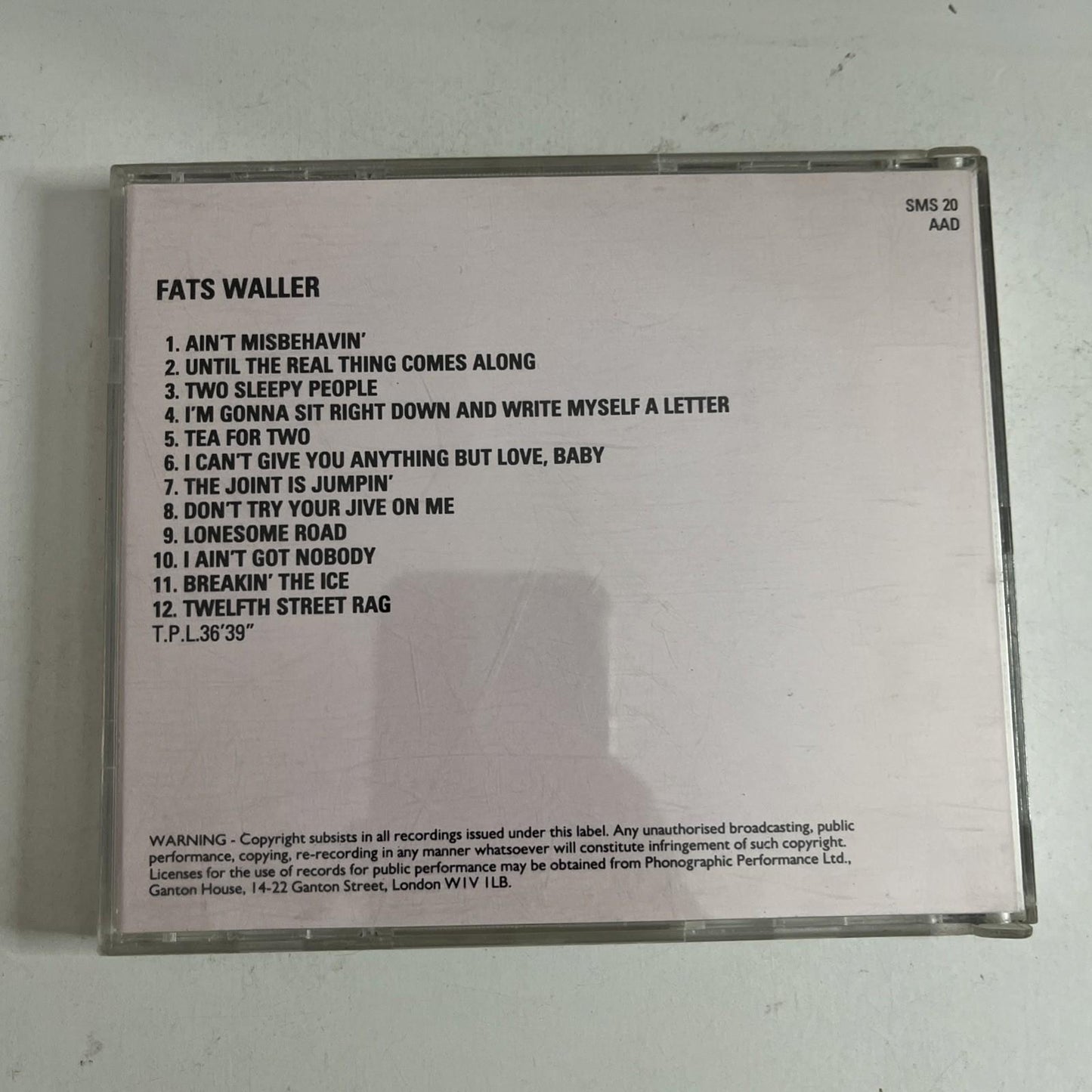 Fats Waller – Ain't Misbehavin' (CD, 1990) UK SMS 20