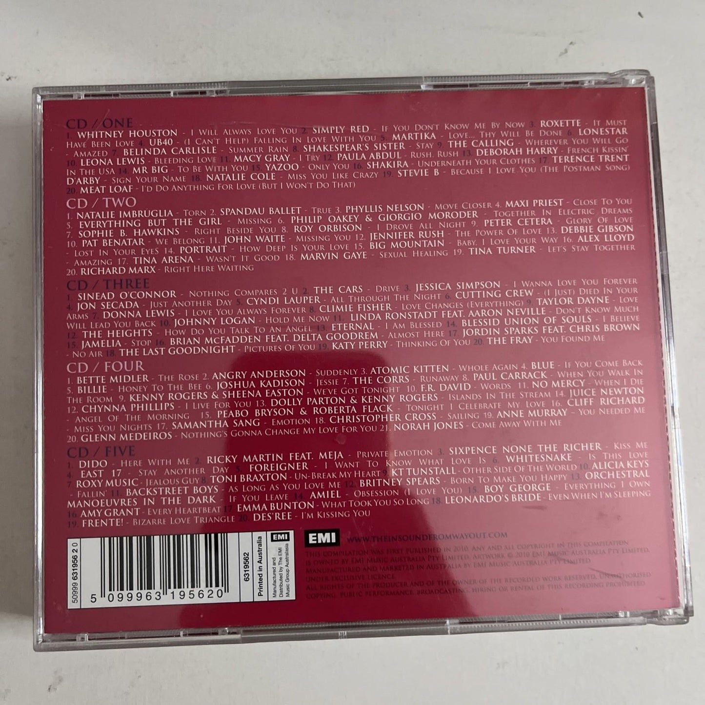 Various – 101 Love Songs (CD, 2010, 5-Disc) Australia 50999 631956 2 0