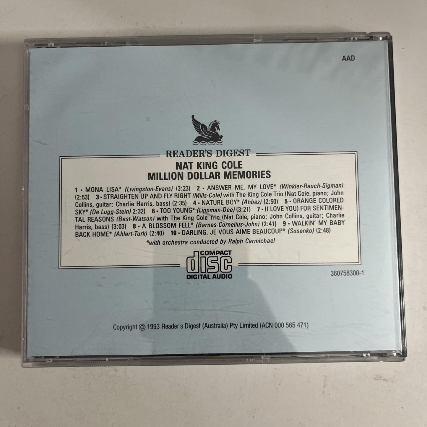 Nat King Cole – Million Dollar Memories (CD, 1993) Australia 360758300-1