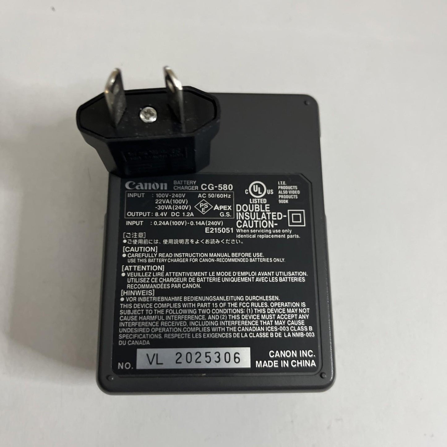Genuine Canon Camera Battery Charger CG-580 For BP-508 BP-511 BP-512 BP-514