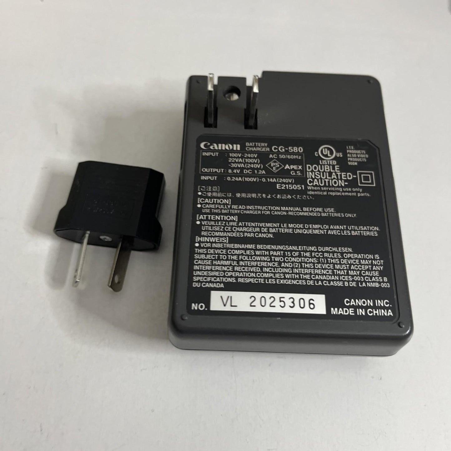 Genuine Canon Camera Battery Charger CG-580 For BP-508 BP-511 BP-512 BP-514