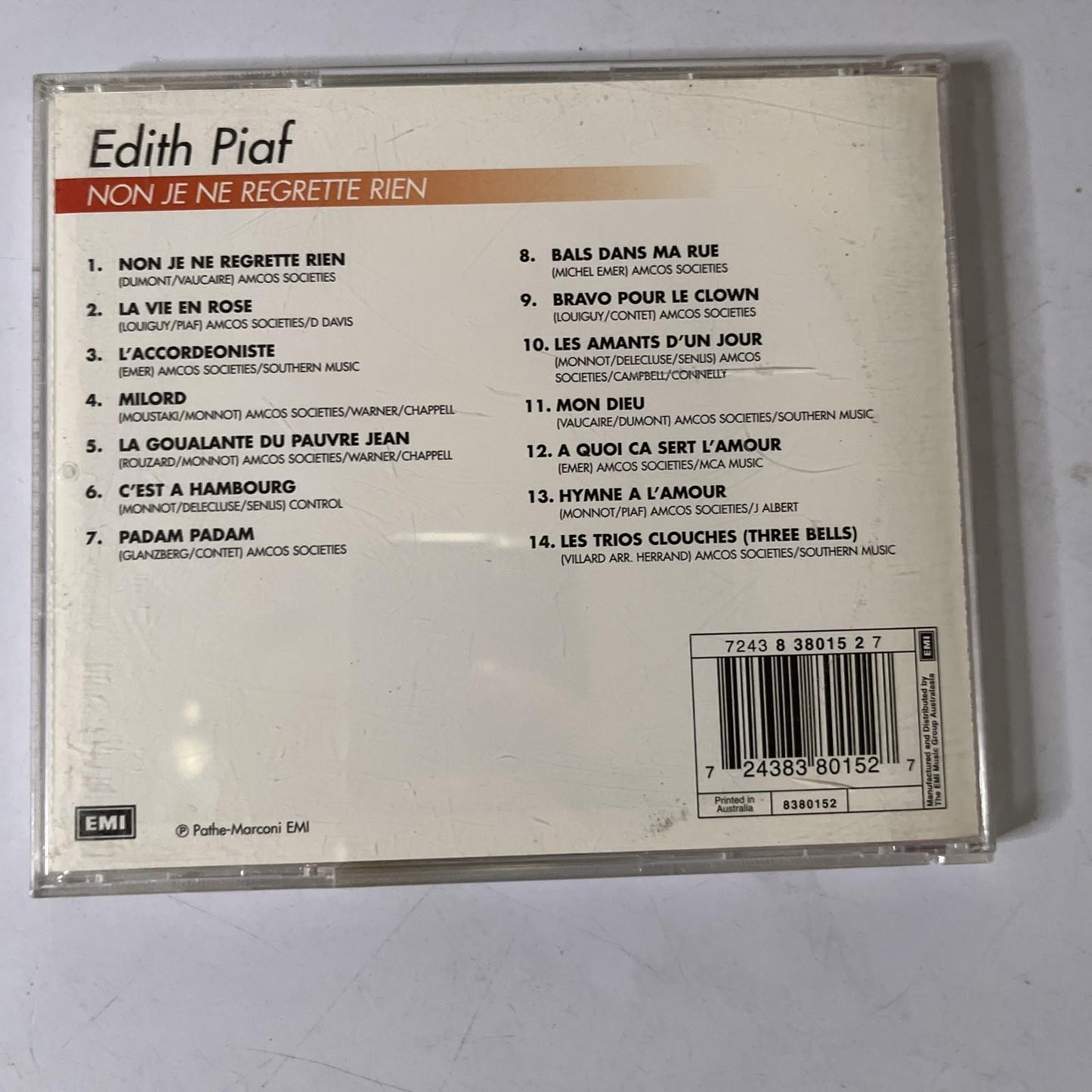 Edith Piaf – Non Je Ne Regrette Rien (CD, 1991)