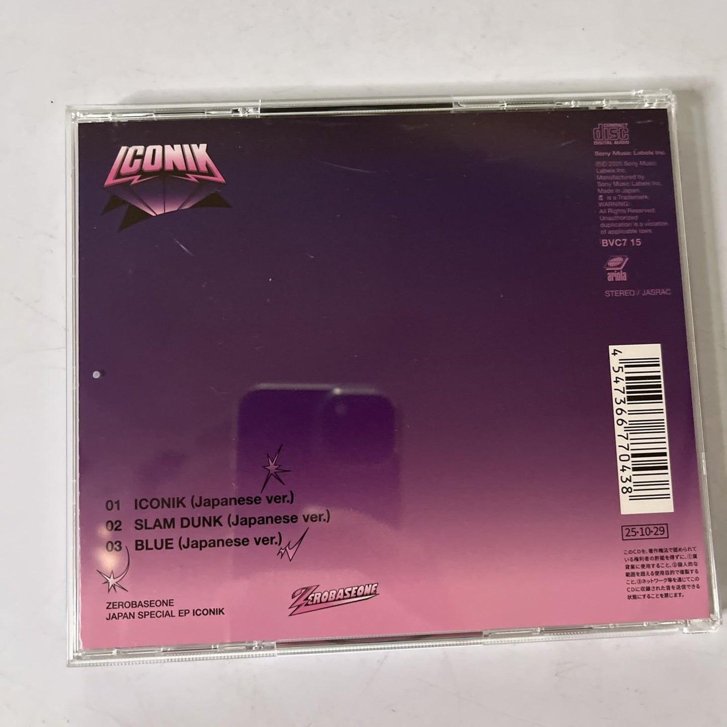 Zerobaseone – ICONIK (Japan Special EP) (CD, 2025) Japan BVC7 15