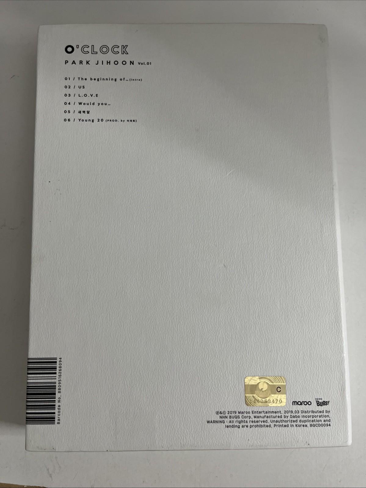 Park Ji-hoon – O'Clock (CD, 2019) Photobook South Korea BGCD0094
