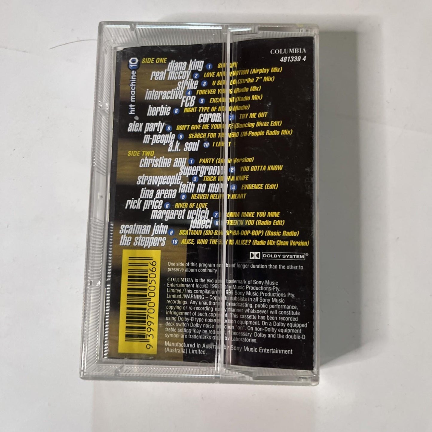 Various – Hit Machine 10 (Cassette, 1995) Australia 481339 4