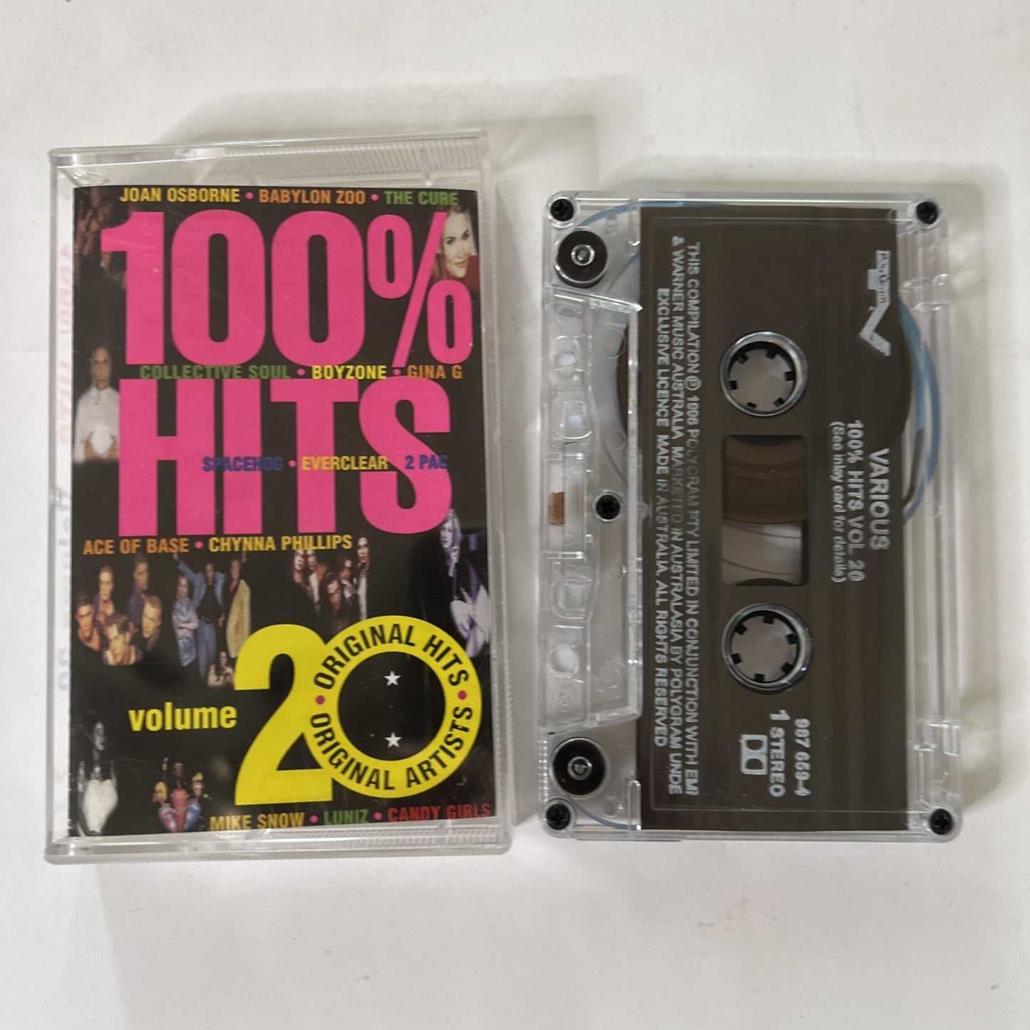 Various – 100% Hits Volume 20 (Cassette, 1996) Australia 9876594