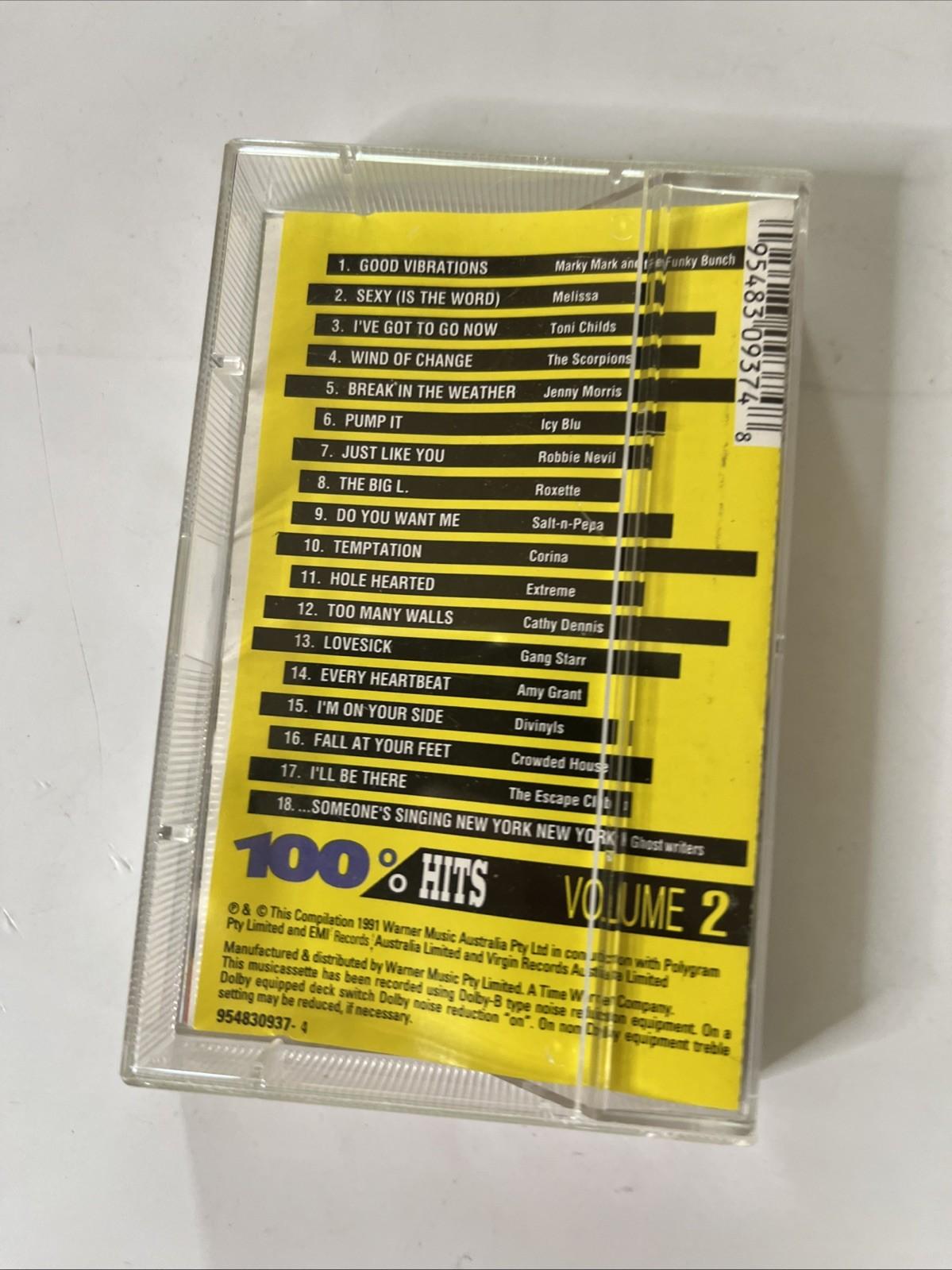 Various – 100% Hits Vol. 2 (Cassette, 1991) Australia 954830937-4