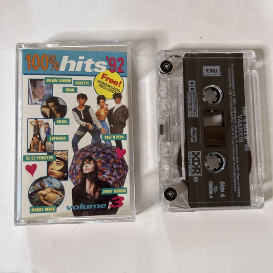 Various – 100% Hits '92 Volume 3 (Cassette, 1992) Australia TC-798896-4