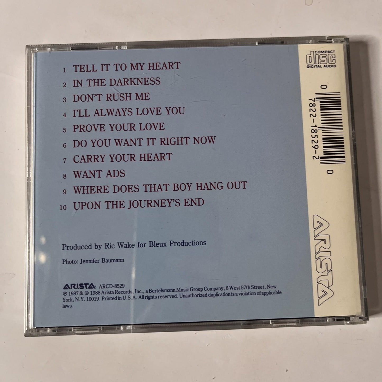 Taylor Dayne – Tell It To My Heart (CD, 1988) US ARCD-8529