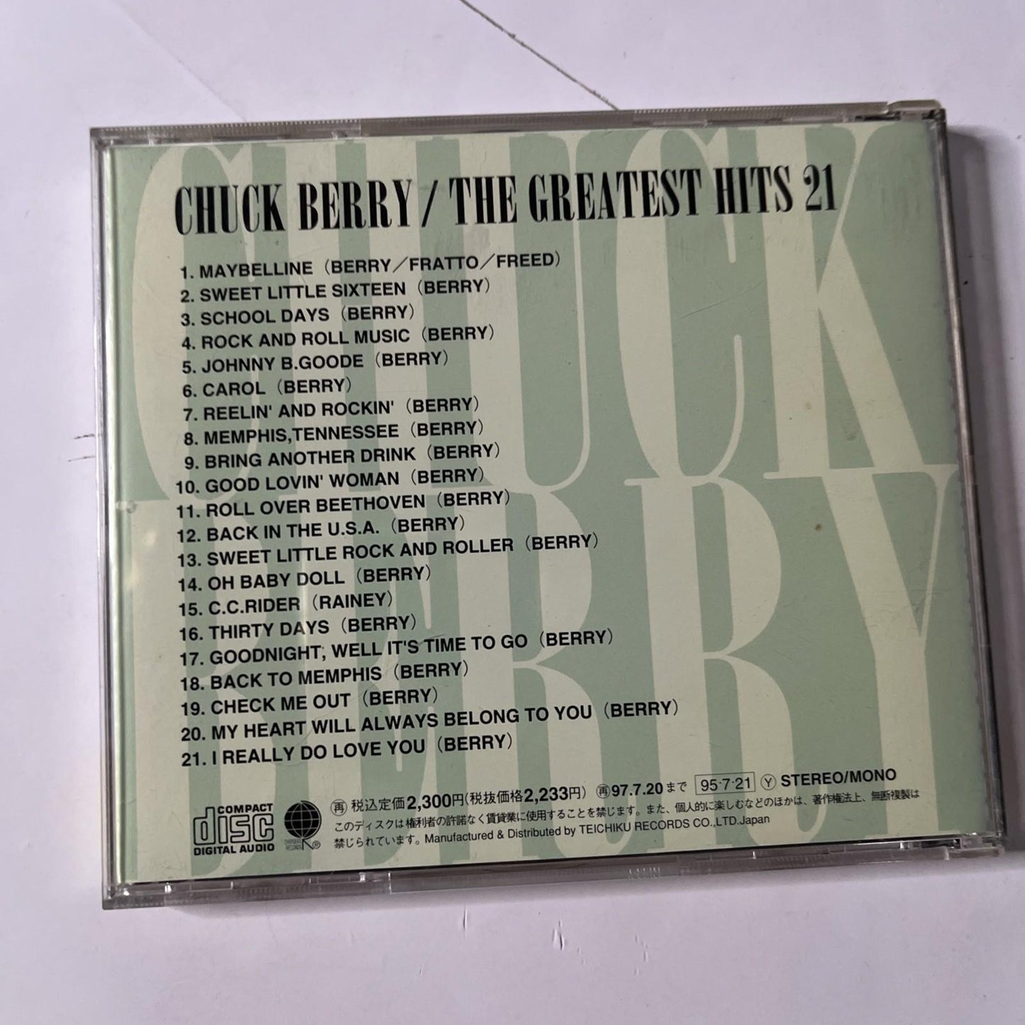 Chuck Berry – The Greatest Hits 21 (CD, 1986) Japan TECW-23013