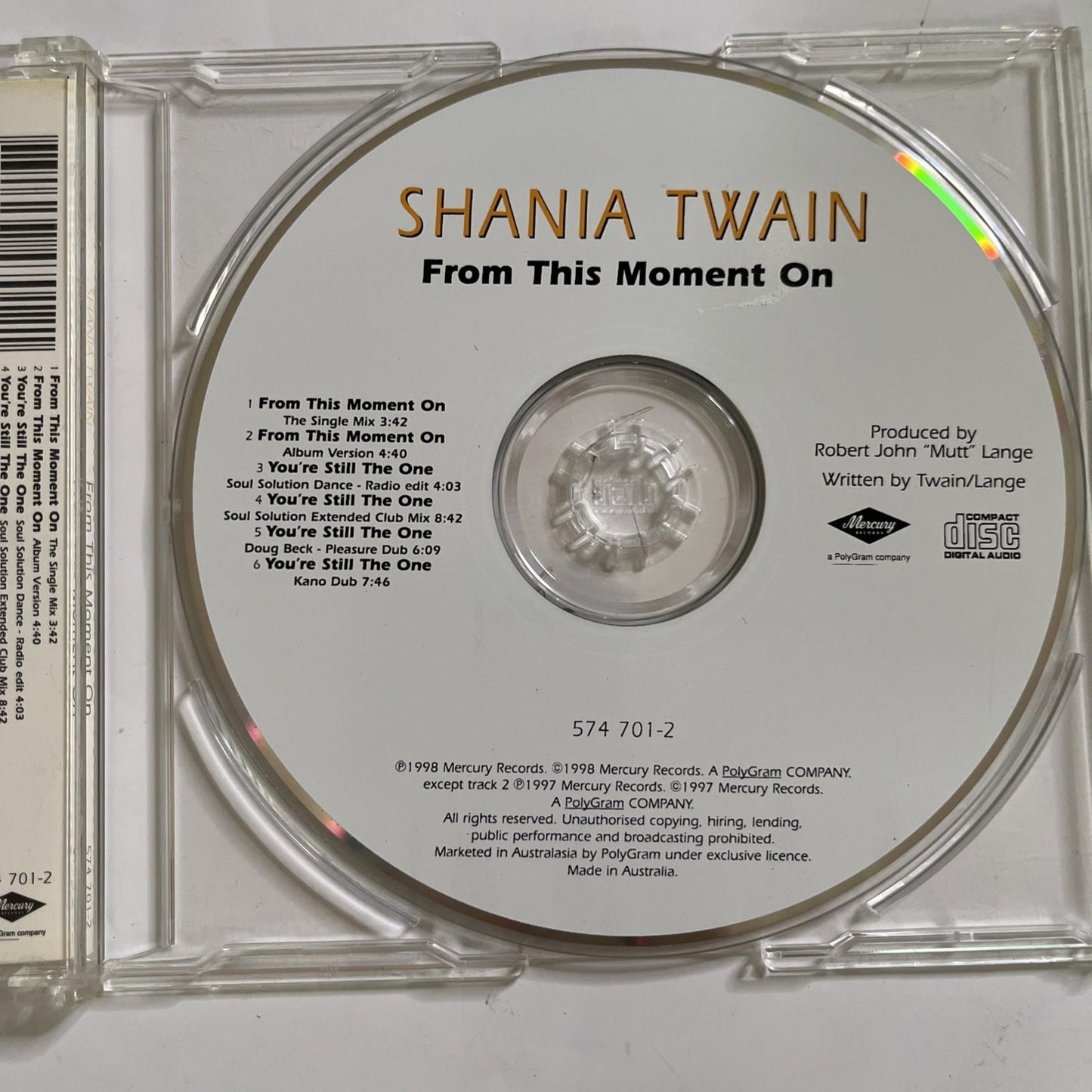 Shania Twain – From This Moment On (CD, 1998) Australia 574 701-2