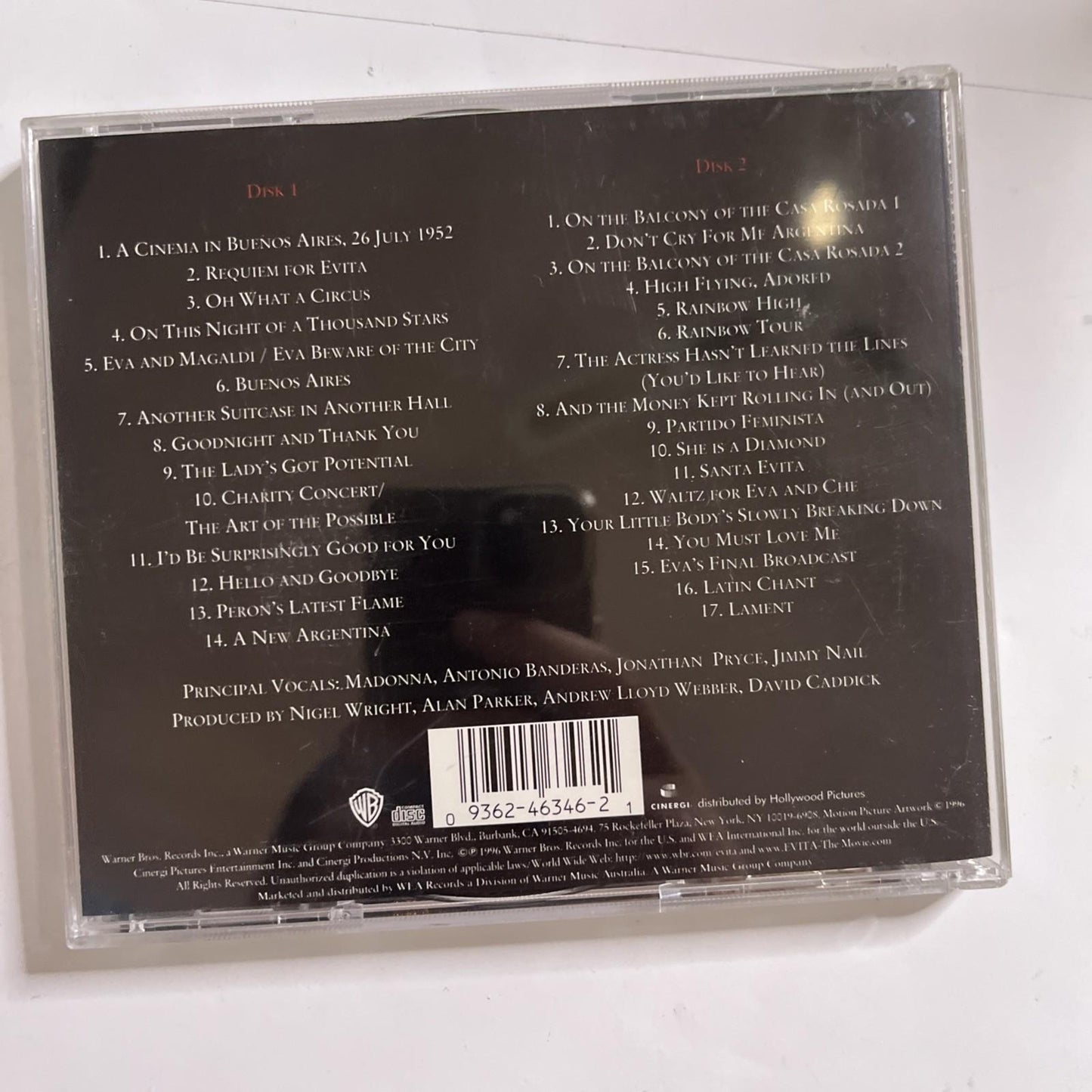Evita (The Motion Picture Music Soundtrack) (CD, 1996, 2-Disc) Australia