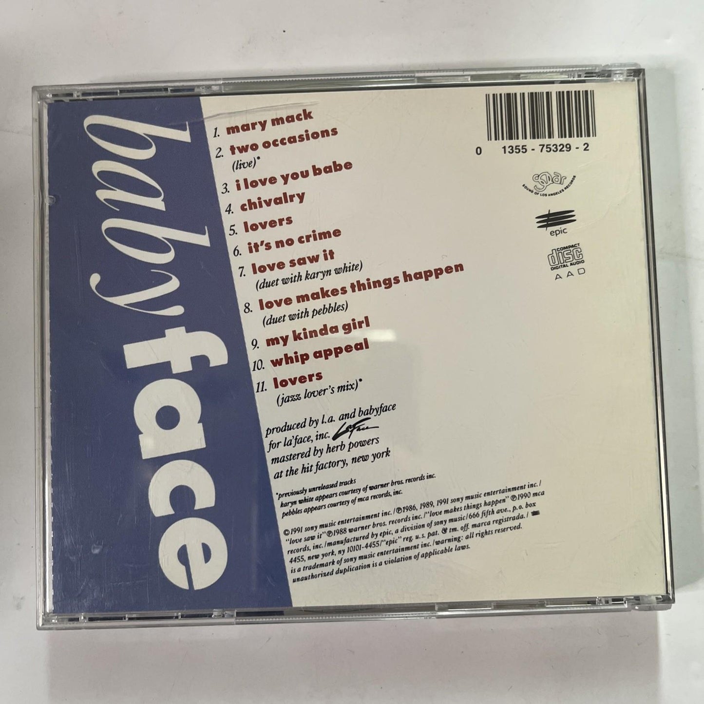 Babyface – A Closer Look (CD, 1991) US ZK 75329