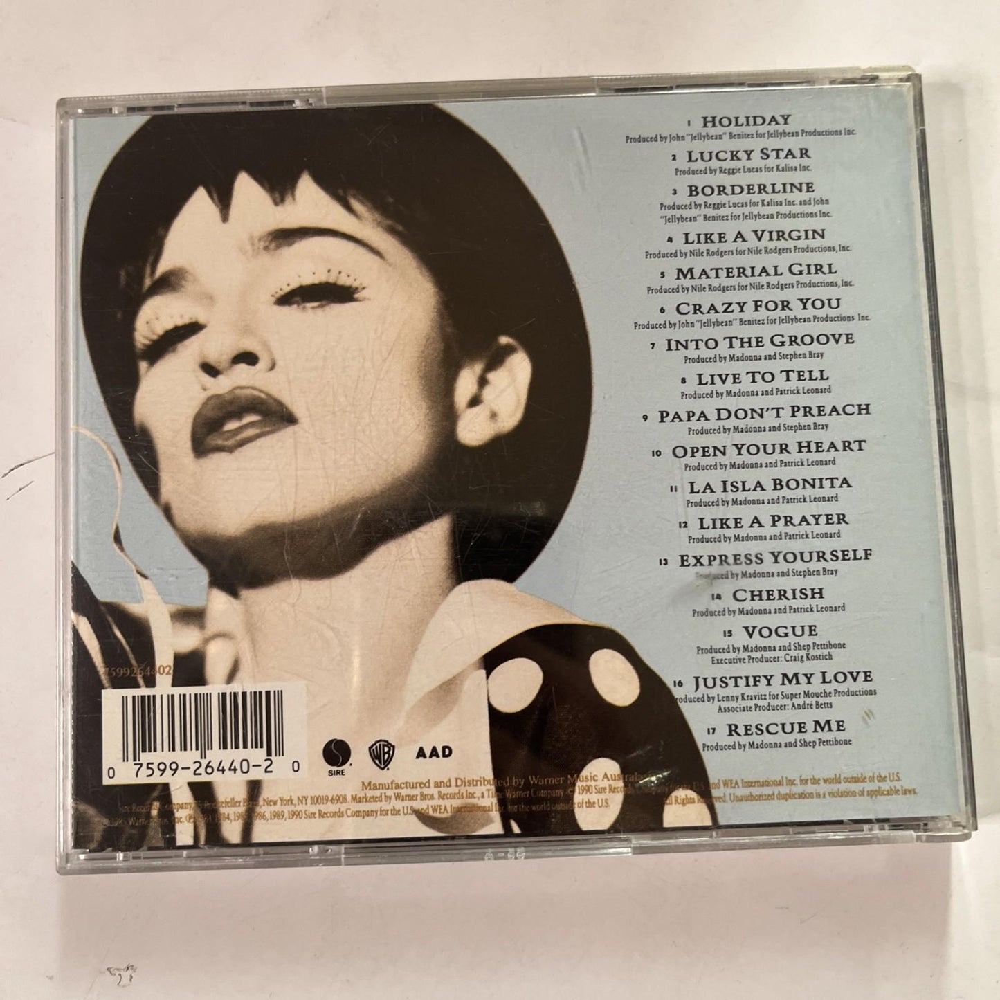 Madonna – The Immaculate Collection (CD, 1993) Australia 7599264402