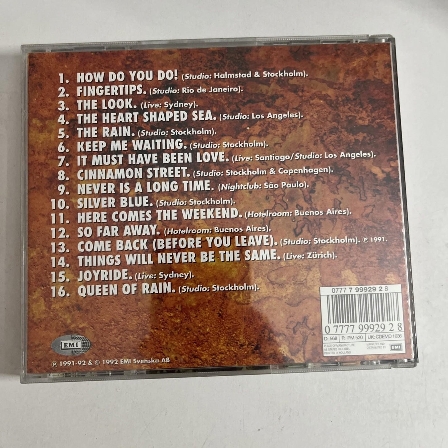 Roxette – Tourism (CD, 1992) Album