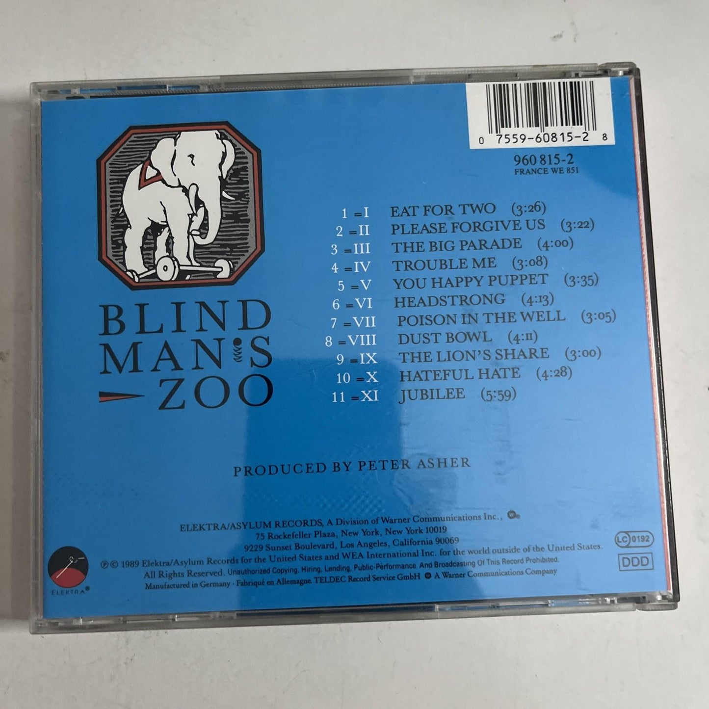 10,000 Maniacs – Blind Man's Zoo (CD, 1989) Europe 960 815-2