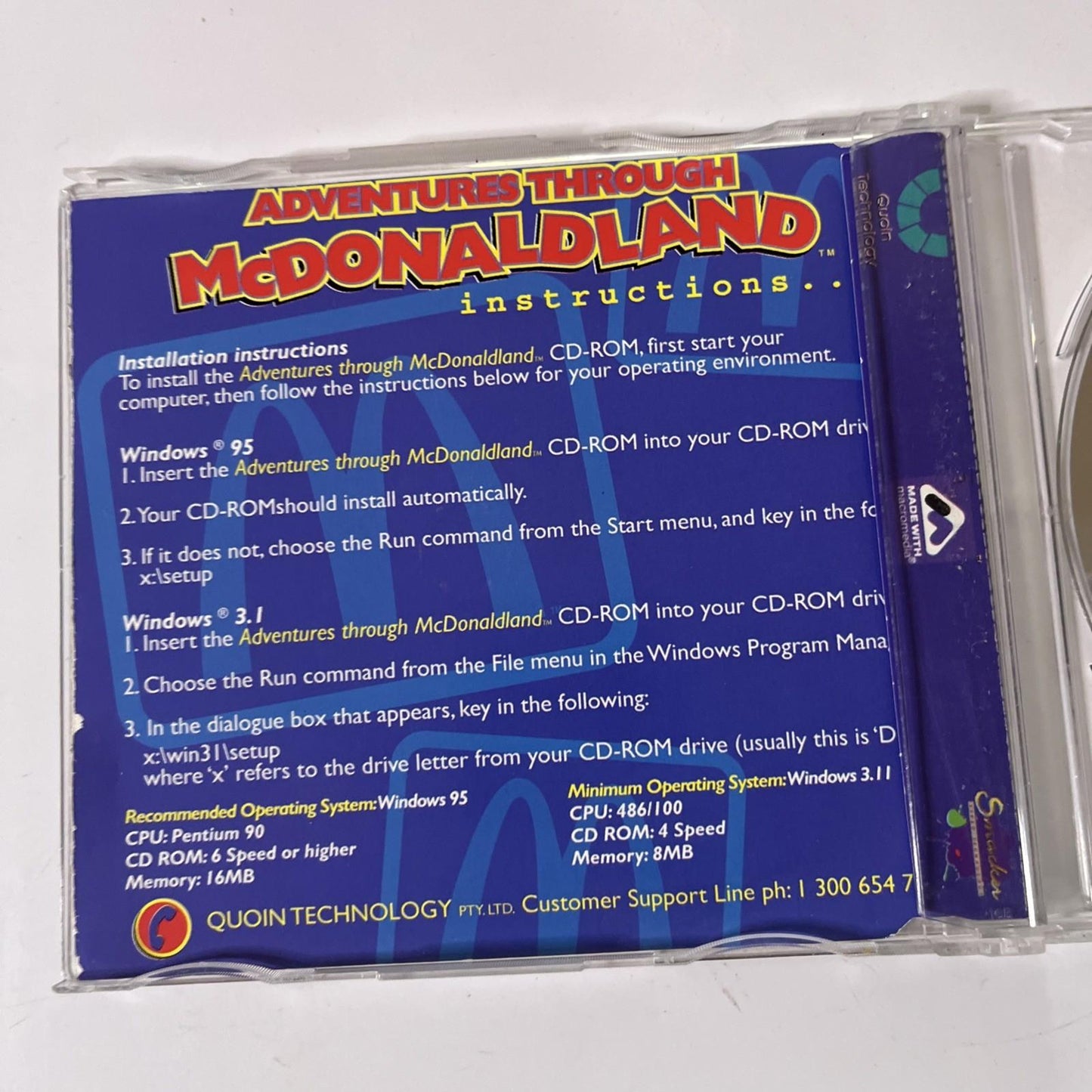 Adventures Through McDonaldland PC CD-ROM 1998 Windows 95 McDonald's Australia