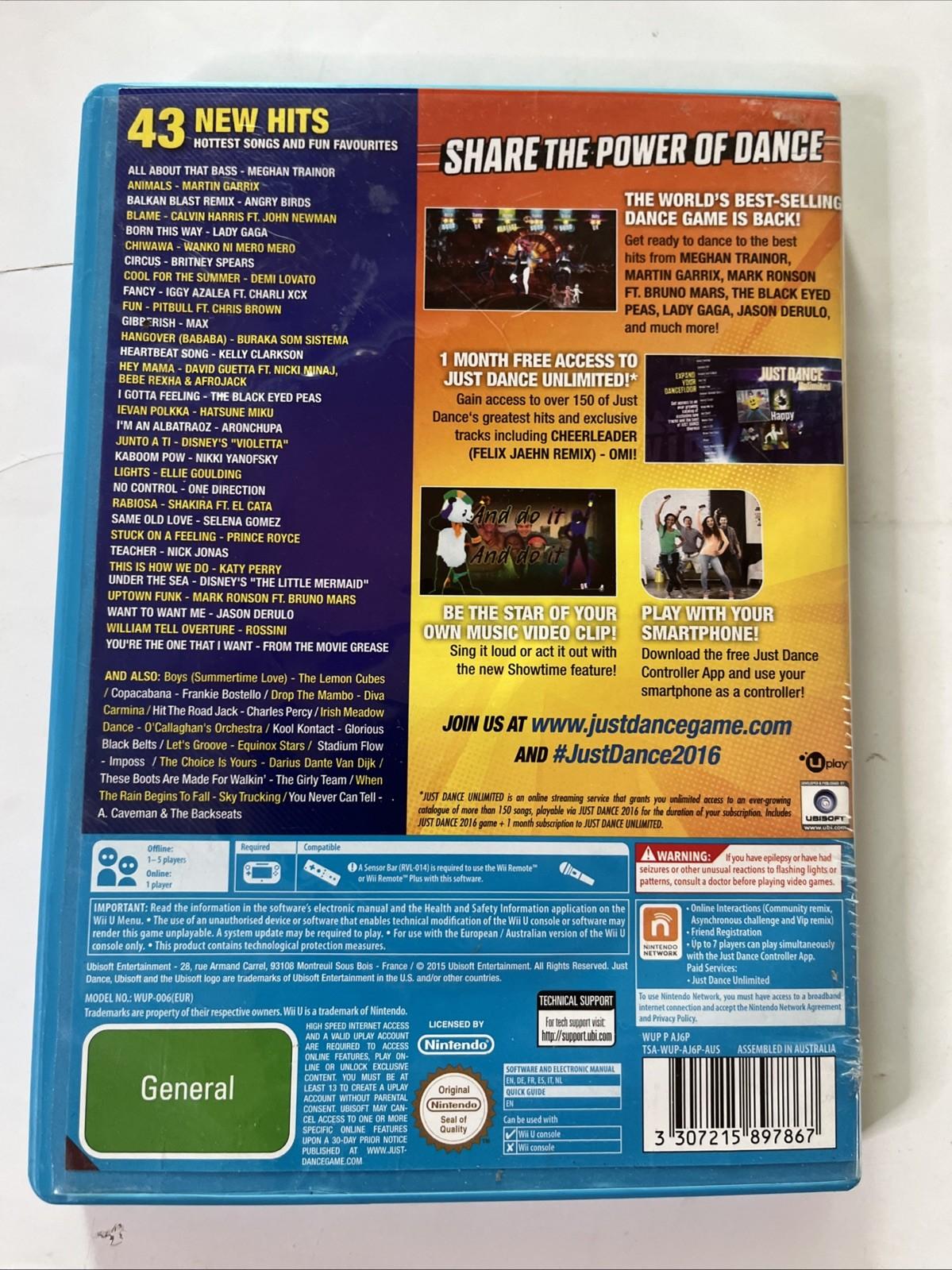 Just Dance 2016 Nintendo Wii U Game Complete