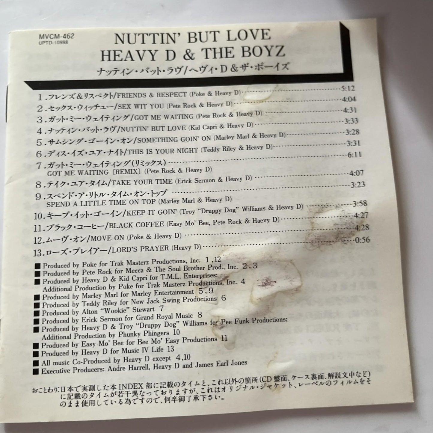 Heavy D. & The Boyz – Nuttin' But Love (CD, 1994) Japan MVCM-462