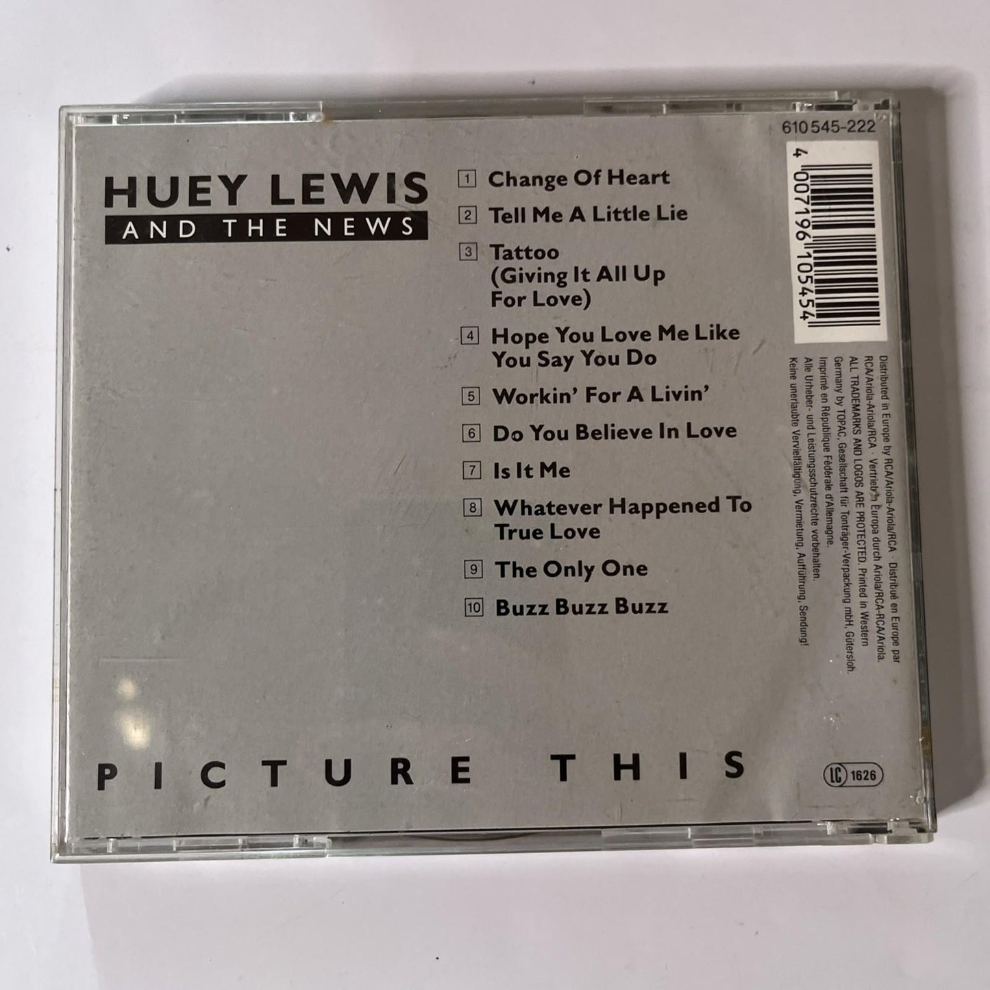 Huey Lewis & The News – Picture This (CD, 1986) Europe 610 545-222