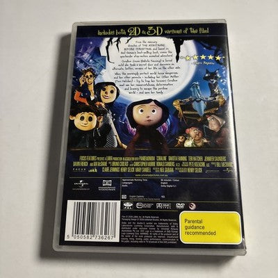 Coraline - 3D Version (DVD, 2009) Dakota Fanning Region 4