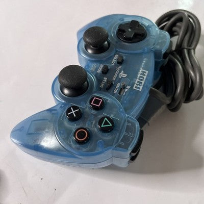 Hori Sony PlayStation Analog Sindou Fighting Controller Clear Blue For PS1 PS2