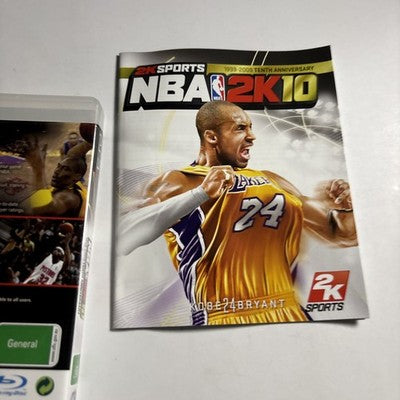 NBA 2K10 Sony PlayStation 3 PS3 Game + Manual Kobe Bryant Cover 2010