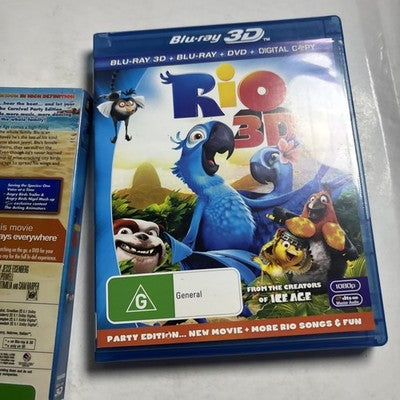 Rio 3D (Blu-ray 3D + DVD, 2011) Anne Hathaway, Jamie Foxx, Region B & 4