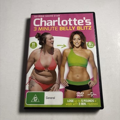 Charlotte's 3 Minute Belly Blitz (DVD, 2014) Region 4,2 NEW