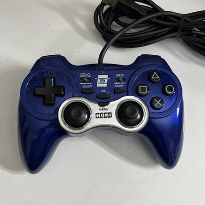 Hori Horipad 3 Turbo Sony PlayStation 3 PS3 Controller USB Blue + Rapid Fire