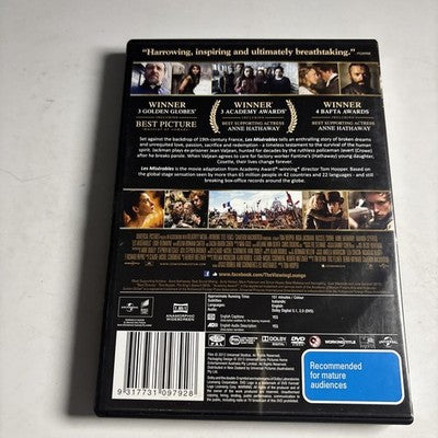 Les Miserables (DVD, 2012) Hugh Jackman, Russell Crowe Region 4,2